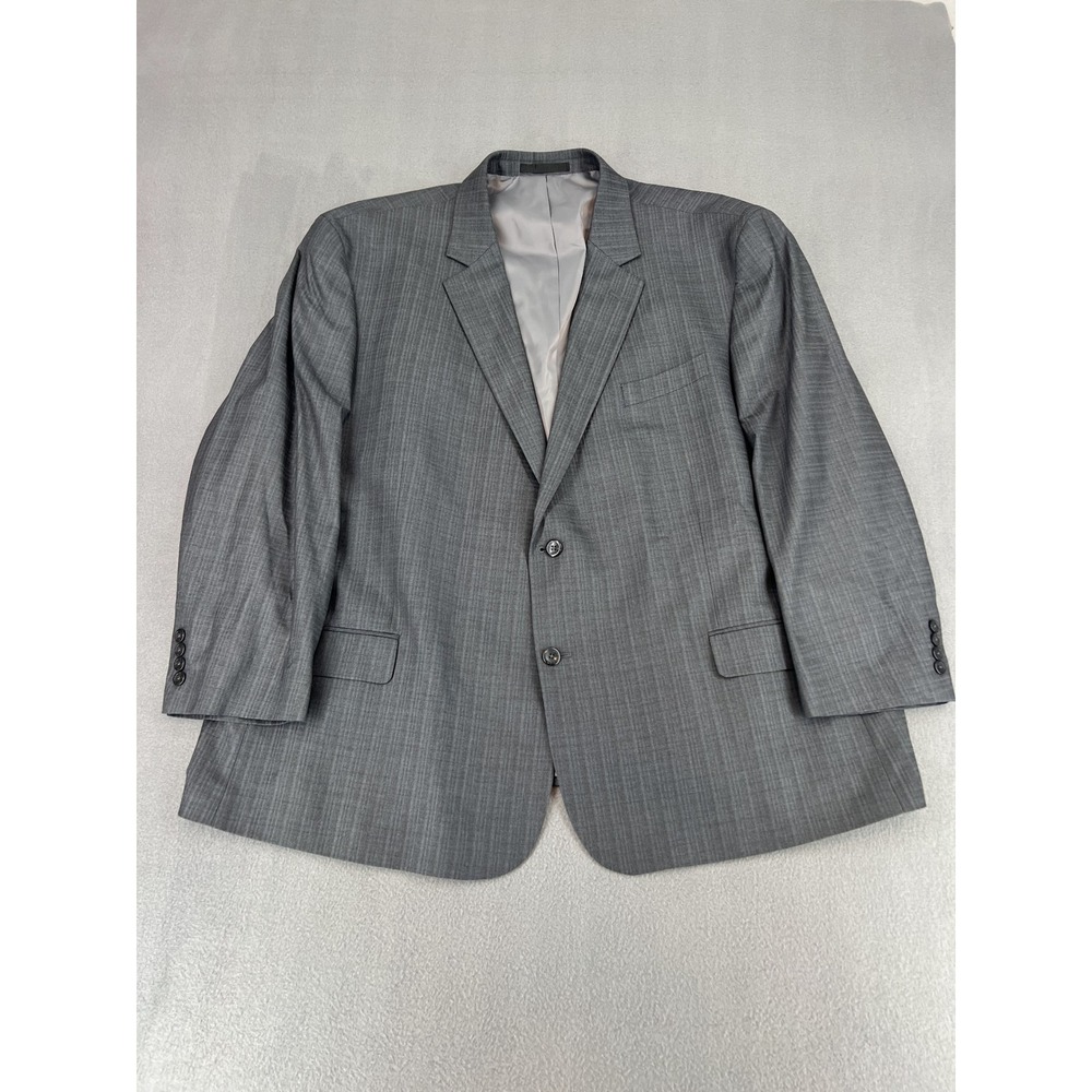 Geoffrey Beene Mens Gray Striped Two Button Blazer Jacket Size 58R
